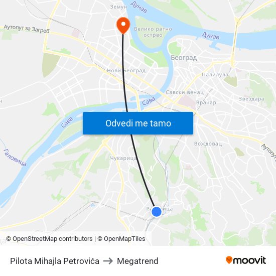 Pilota Mihajla Petrovića to Megatrend map