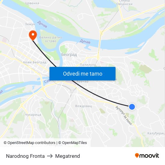 Narodnog Fronta to Megatrend map
