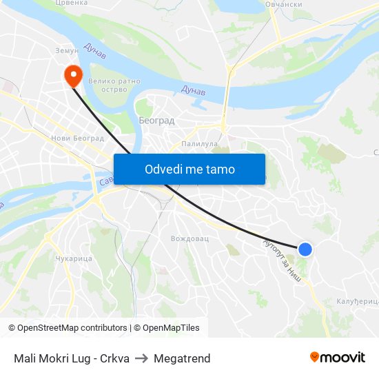 Mali Mokri Lug - Crkva to Megatrend map