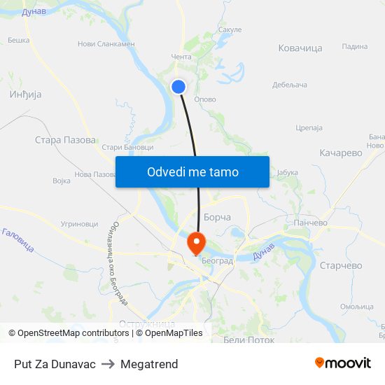 Put Za Dunavac to Megatrend map