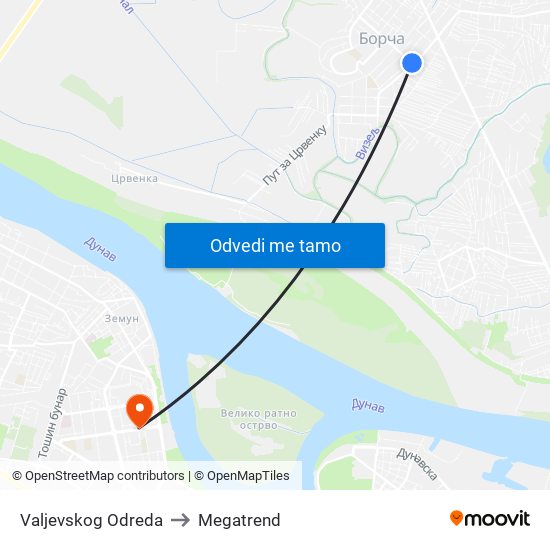 Valjevskog Odreda to Megatrend map