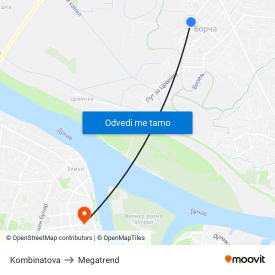 Kombinatova to Megatrend map