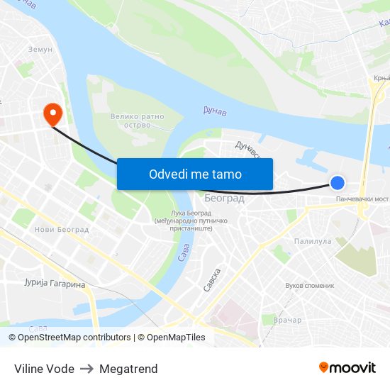 Viline Vode to Megatrend map