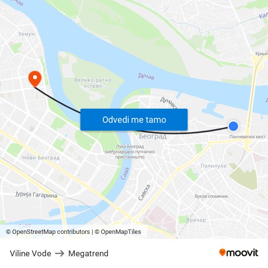 Viline Vode to Megatrend map