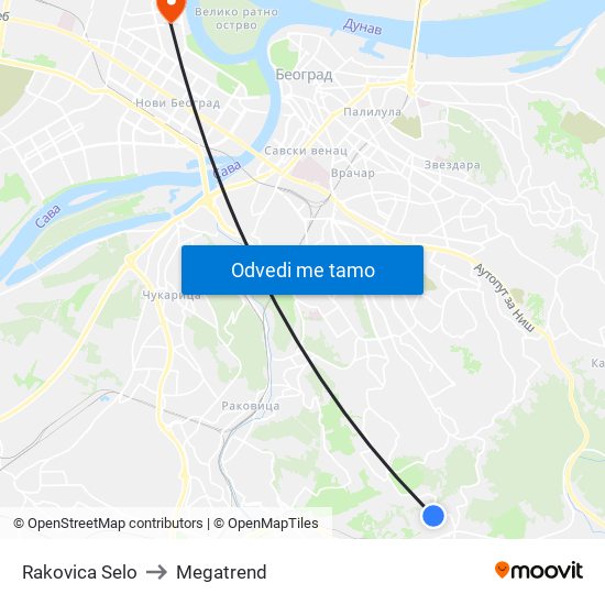 Rakovica Selo to Megatrend map