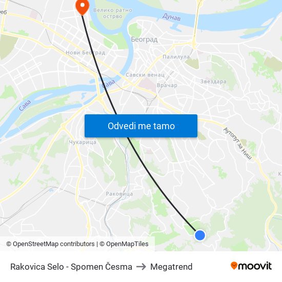 Rakovica Selo - Spomen Česma to Megatrend map