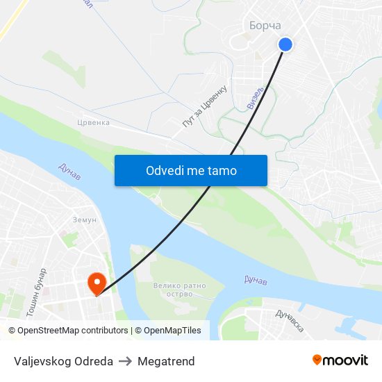 Valjevskog Odreda to Megatrend map