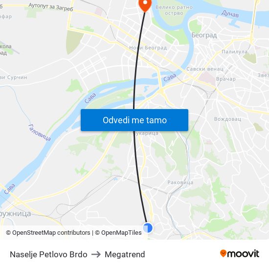 Naselje Petlovo Brdo to Megatrend map