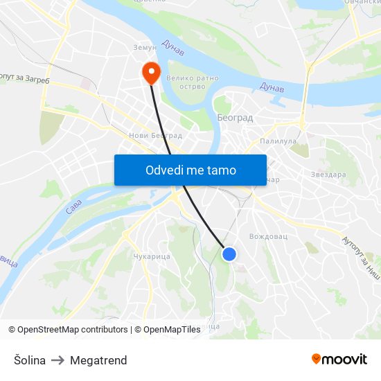 Šolina to Megatrend map
