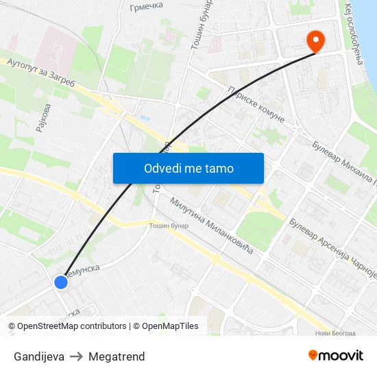 Gandijeva to Megatrend map