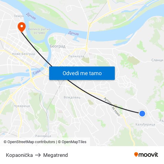 Kopaonička to Megatrend map