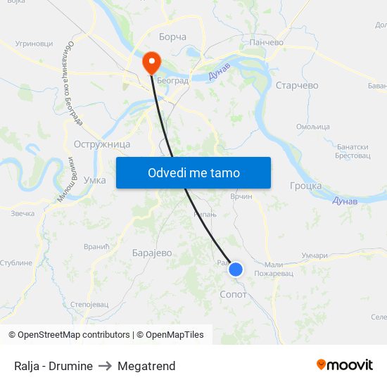 Ralja - Drumine to Megatrend map