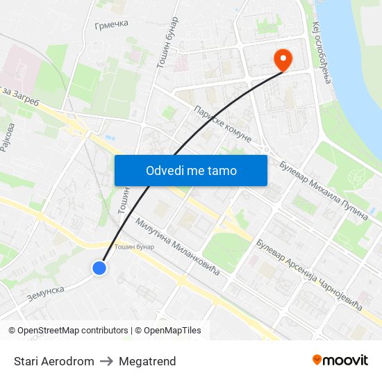 Stari Aerodrom to Megatrend map