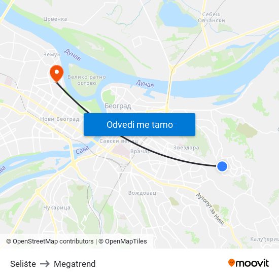 Selište to Megatrend map
