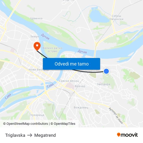 Triglavska to Megatrend map