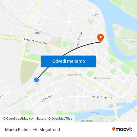 Marka Ristića to Megatrend map