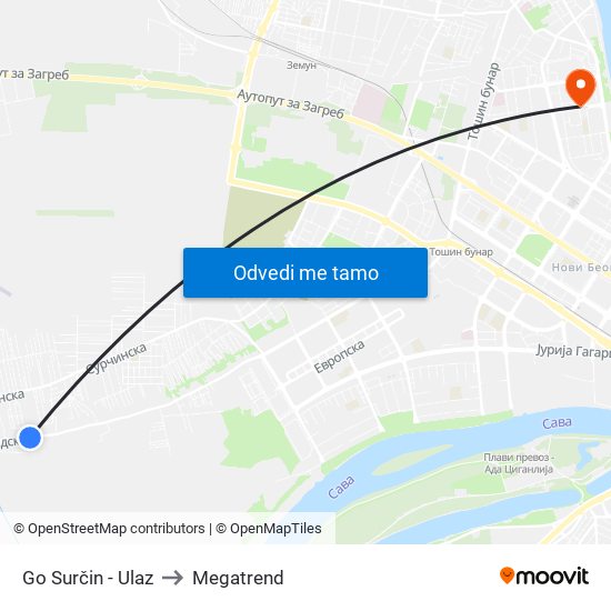 Go Surčin - Ulaz to Megatrend map