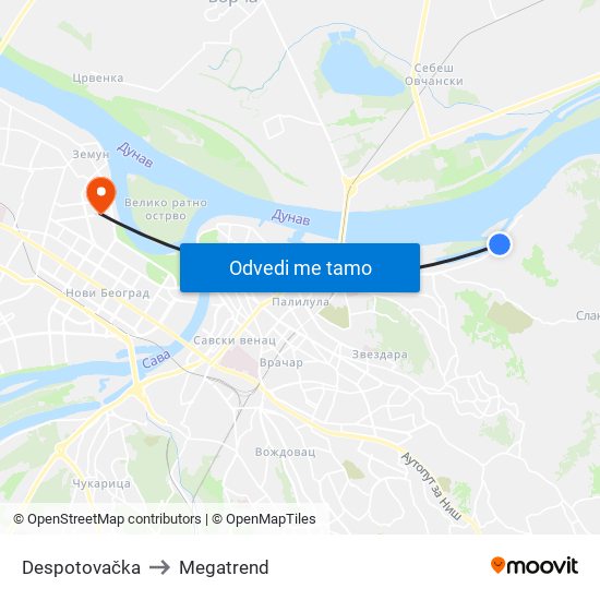 Despotovačka to Megatrend map