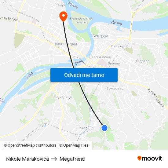 Nikole Marakovića to Megatrend map