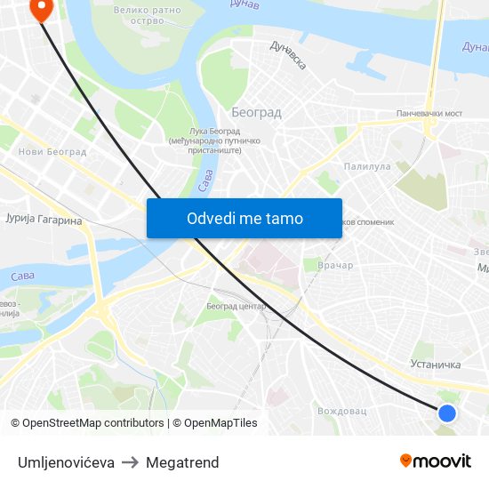 Umljenovićeva to Megatrend map