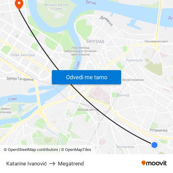 Katarine Ivanović to Megatrend map