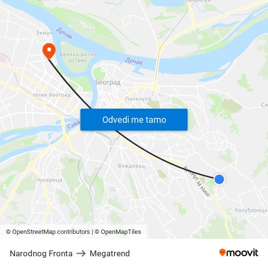 Narodnog Fronta to Megatrend map