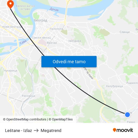 Leštane - Izlaz to Megatrend map