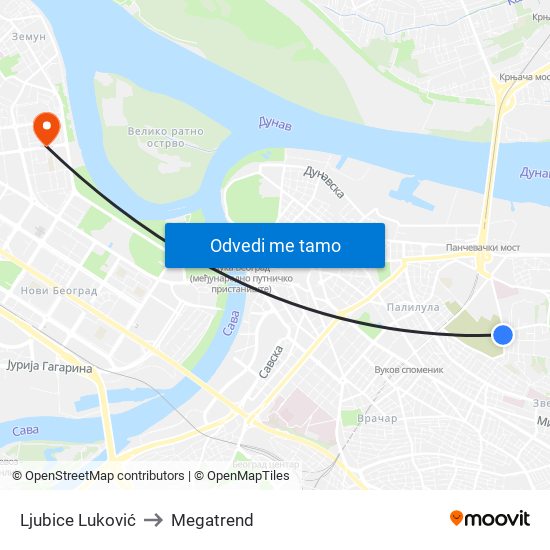 Ljubice Luković to Megatrend map