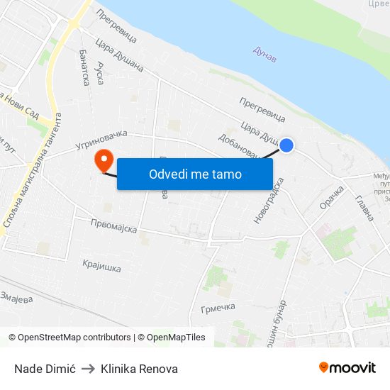 Nade Dimić to Klinika Renova map