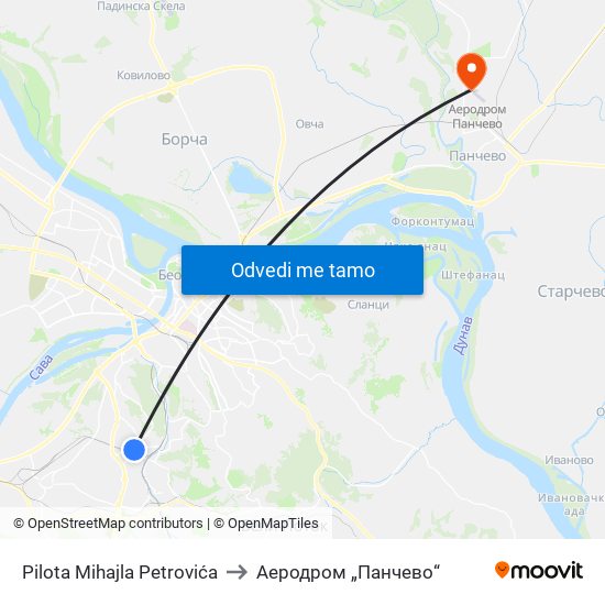 Pilota Mihajla Petrovića to Аеродром „Панчево“ map