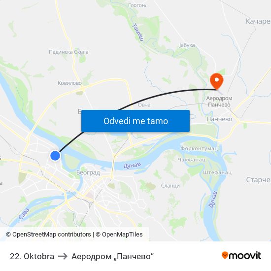 22. Oktobra to Аеродром „Панчево“ map