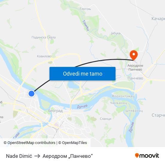 Nade Dimić to Аеродром „Панчево“ map