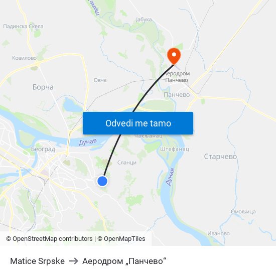 Matice Srpske to Аеродром „Панчево“ map