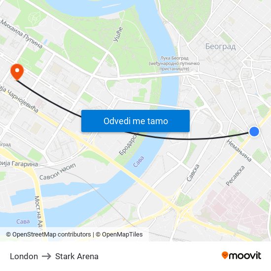 London to Stark Arena map