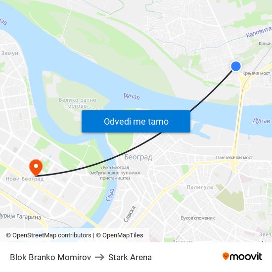 Blok Branko Momirov to Stark Arena map