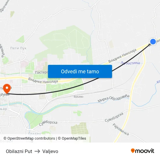Obilazni Put to Valjevo map