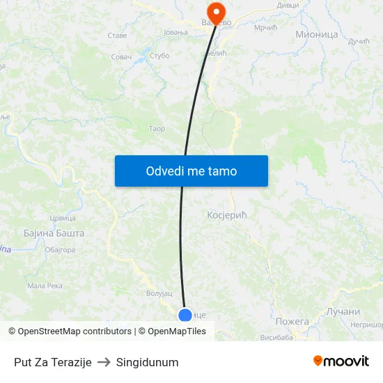 Put Za Terazije to Singidunum map