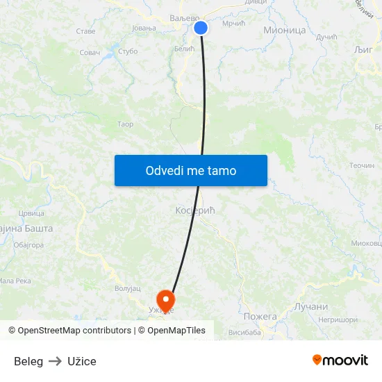 Beleg to Užice map