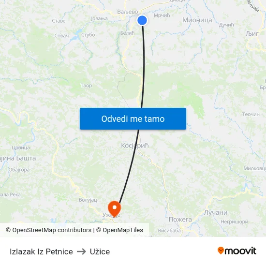 Izlazak Iz Petnice to Užice map