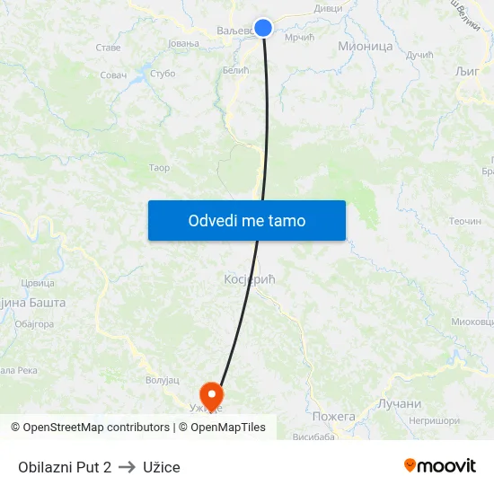Obilazni Put 2 to Užice map