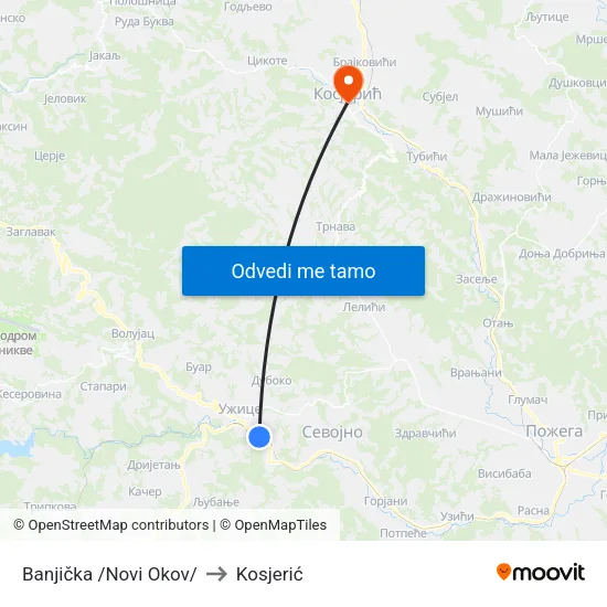 Banjička /Novi Okov/ to Kosjerić map