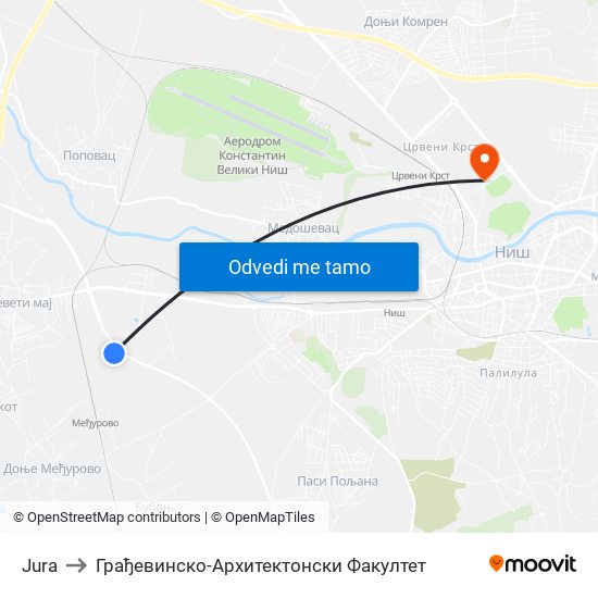 Jura to Грађевинско-Архитектонски Факултет map