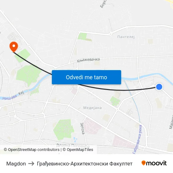 Magdon to Грађевинско-Архитектонски Факултет map