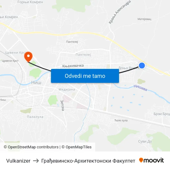 Vulkanizer to Грађевинско-Архитектонски Факултет map
