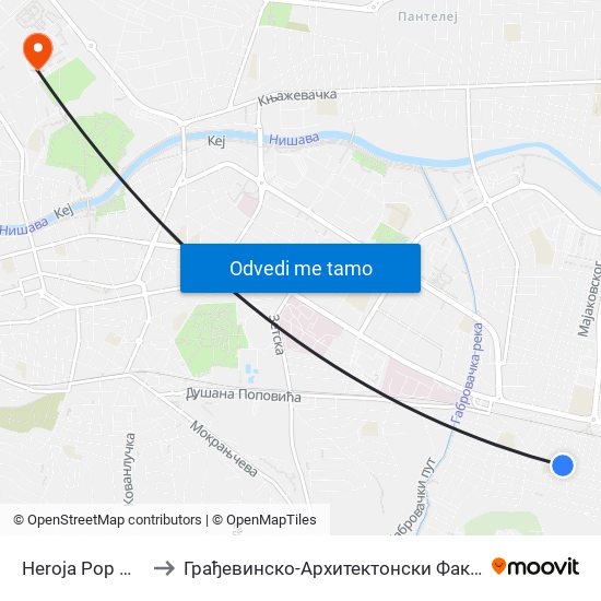 Heroja Pop Miće to Грађевинско-Архитектонски Факултет map