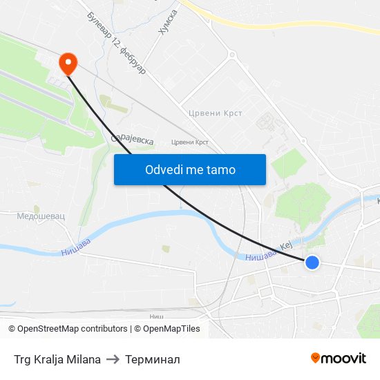 Trg Kralja Milana to Терминал map