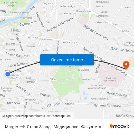 Marger to Стара Зграда Медицинског Факултета map