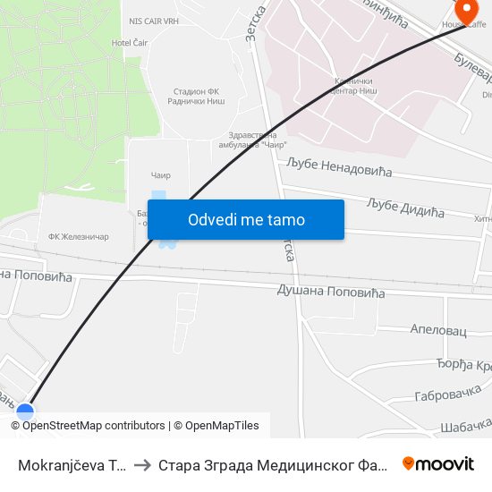 Mokranjčeva Trafo to Стара Зграда Медицинског Факултета map