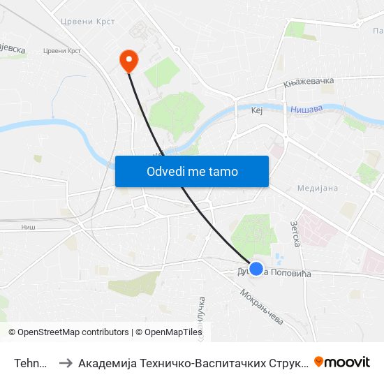 Tehnogas to Академија Техничко-Васпитачких Струковних Студија map