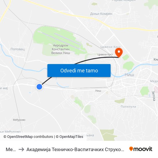 Metro to Академија Техничко-Васпитачких Струковних Студија map